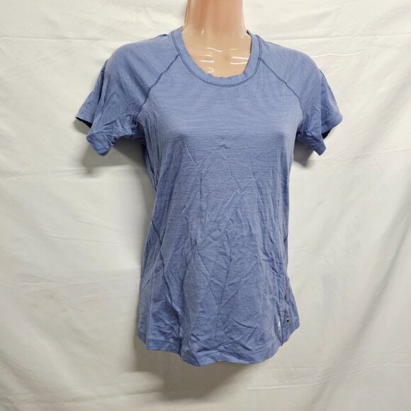 Smartwool Merino 150 Round Neck Top Tee Women Size XS Blue Pinstriped - Picture 5 of 12